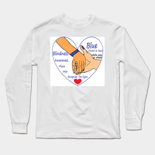 BLINDNESS AWARENESS BLUE THUMB AND BAND INTRO Long Sleeve T-Shirt